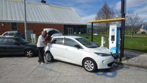 Charging a Renault Zoe at a service station